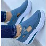 Hellblaue Plateau Sneaker atmungsaktiv für Damen 