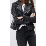 Schwarze Streetwear Damenbikerjacken aus Kunstleder Größe 3 XL 