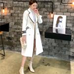 Frauen V-Ausschnitt Mittellanger Wollmantel Herbst Winter Weibliche Britische Hepburn Stil Schlanke Zweireiher Jacke