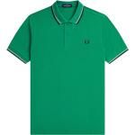 Reduzierte Grüne Kurzärmelige Fred Perry Kurzarm Poloshirts aus Baumwolle für Herren Größe S 