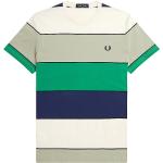 Reduzierte Beige Gestreifte Color Blocking Kurzärmelige Fred Perry T-Shirts aus Baumwolle für Herren Größe L 