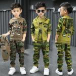 Braune Camouflage Kinderanzüge aus Baumwolle für Jungen 