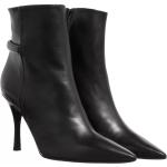 Schwarze Elegante FURLA Pfennigabsatz Ankle Boots Reißverschluss aus Leder für Damen Größe 41 