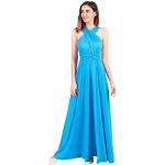 Reduzierte Blaue Sexy Ärmellose Maxi V-Ausschnitt Rückenfreie Abendkleider für Damen Größe L für die Brautjungfern 