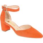 Orange Gabor Blockabsatz Damenriemchenpumps Orangen aus Veloursleder mit herausnehmbarem Fußbett Größe 40,5 mit Absatzhöhe 5cm bis 7cm 