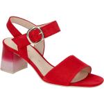 Rote Gabor Blockabsatz Riemchensandalen aus Veloursleder mit herausnehmbarem Fußbett für Damen Größe 35,5 mit Absatzhöhe 5cm bis 7cm 