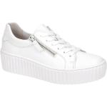 Weiße Gabor Plateau Sneaker Schnürung aus Glattleder mit herausnehmbarem Fußbett für Damen Größe 40,5 