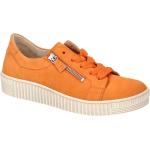Orange Gabor Flache Sneaker Orangen Schnürung aus Veloursleder mit herausnehmbarem Fußbett für Damen Größe 40,5 