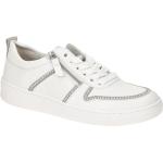 Weiße Gabor Flache Sneaker mit Glitzer Schnürung aus Glattleder mit herausnehmbarem Fußbett für Damen Größe 40,5 