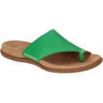 Grüne Gabor Keilabsatz Flache Pantoletten aus Glattleder mit herausnehmbarem Fußbett für Damen Größe 43 mit Absatzhöhe bis 3cm 