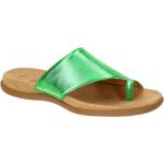 Grüne Gabor Keilabsatz Flache Pantoletten aus Glattleder mit herausnehmbarem Fußbett für Damen Größe 43 mit Absatzhöhe bis 3cm 