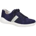 Reduzierte Blaue Vintage Gabor Flache Sneaker Schnürung aus Veloursleder mit herausnehmbarem Fußbett für Damen Größe 37,5 