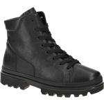 Schwarze Gabor Comfort Blockabsatz Gefütterte Stiefel Schnürung aus Glattleder mit herausnehmbarem Fußbett für Damen mit Absatzhöhe 5cm bis 7cm 