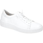 Weiße Gabor Flache Sneaker Schnürung aus Glattleder mit herausnehmbarem Fußbett für Damen 