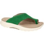Grüne Gabor Rollingsoft Keilabsatz Flache Pantoletten aus Veloursleder mit herausnehmbarem Fußbett für Damen Größe 40,5 
