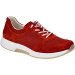 Rote Gabor Rollingsoft Flache Sneaker Schnürung aus Veloursleder mit herausnehmbarem Fußbett für Damen Größe 40,5 