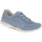 Hellblaue Gabor Rollingsoft Flache Sneaker Schnürung aus Nubukleder mit herausnehmbarem Fußbett für Damen Größe 40,5 