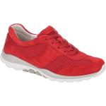 Rote Gabor Rollingsoft Flache Sneaker Schnürung aus Veloursleder mit herausnehmbarem Fußbett für Damen Größe 40,5 