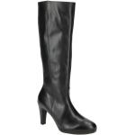 Schwarze Elegante Gabor Pfennigabsatz High-Heel Stiefel Reißverschluss aus Glattleder mit herausnehmbarem Fußbett für Damen mit Absatzhöhe 5cm bis 7cm 
