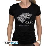 Schwarze Game of Thrones House Stark T-Shirts Tiere aus Baumwolle für Damen Größe S 