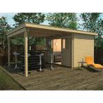 Hellbeige Moderne Weka Lounge Gartenhäuser aus Fichte mit Flachdach 