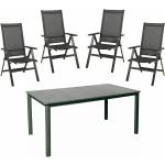 Gartenmöbelset Acamp 5-teilig bestehend aus: 4x Stühle klappbar, Tisch 160x90x72 cm Aluminium anthrazit