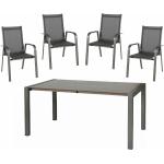 Anthrazite ACAMP Gartenmöbel-Sets & Gartenmöbel Garnituren aus Aluminium ausziehbar 5 Teile 