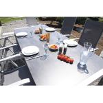 Gartenmöbelset Acamp Aluminium, 7teilig, bestehend aus 1 Tisch Extensio + 6 Gartenmöbel Urban klappbar platin