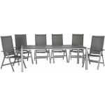 Gartenmöbelset Acamp 7-teilig bestehend aus: 6x Stühle, Tisch 220x98x72 cm Aluminium grau