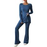 Königsblau Langärmelige Damenschlafanzüge & Damenpyjamas aus Satin Größe M zum Valentinstag 