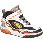 Weiße Geox Sneaker mit Klettverschluss Orangen Klettverschluss aus Textil mit herausnehmbarem Fußbett für Kinder Größe 33 