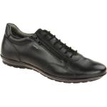 Schwarze Geox Respira Flache Sneaker Schnürung aus Glattleder mit herausnehmbarem Fußbett für Herren Größe 47 