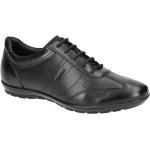 Schwarze Geox Respira Flache Sneaker Schnürung aus Glattleder mit herausnehmbarem Fußbett für Herren Größe 47 