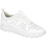 Reduzierte Weiße Geox Flache Sneaker Schnürung aus Polyurethan mit herausnehmbarem Fußbett für Damen Größe 42 