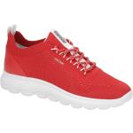 Reduzierte Rote Geox Flache Sneaker Schnürung aus Textil mit herausnehmbarem Fußbett für Damen Größe 42 