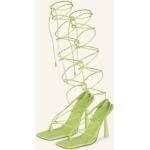 Reduzierte Hellgrüne Gia Borghini Skulpturaler Absatz Zehenstegsandalen aus Leder für Damen Größe 37 