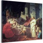 Glasbild - Wandbild auf Glas - 80x60 cm - Wandkunst - Erasistratos entdeckt, welche Krankheit Antiochius hat - Gemälde von Jacques-Louis David - MuchoWow