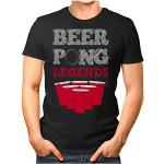 Goodflow™ - Beer-Pong-Legends - Herren T-Shirt Funshirt Trinkspiel Champion JGA Vintage Schwarz 4XL