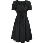 Schwarze Steampunk Kurzärmelige Partykleider mit Gürtel aus Spitze für Damen Größe L 