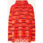 Reduzierte Rote Stehkragen Oversized-Pullover Orangen mit Fransen aus Polyacryl für Damen Größe XS 