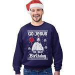 Marineblaue Weihnachtspullover & Christmas Sweater aus Baumwolle maschinenwaschbar für Herren Größe L 