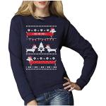 Marineblaue Weihnachtspullover & Christmas Sweater für Damen Größe M 