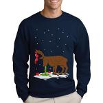 Marineblaue Weihnachtspullover & Christmas Sweater aus Baumwolle für Herren Größe M 