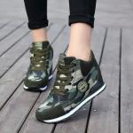 Grüne Camouflage Casual Hohe Sneaker für Damen 