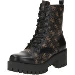 Schwarze Guess Blockabsatz Stiefel mit Absatz Schnürung aus Kunstleder für Damen Größe 41 mit Absatzhöhe bis 3cm 