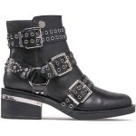 Schwarze Guess Blockabsatz Stiefel mit Absatz mit Glitzer Reißverschluss aus Kunststoff für Damen mit Absatzhöhe 5cm bis 7cm 