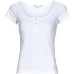 Weiße Kurzärmelige Guess Henley Shirts für Damen Größe S 