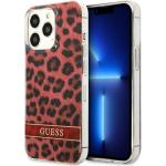 Rote Animal-Print Guess iPhone 13 Pro Hüllen Leoparden 
