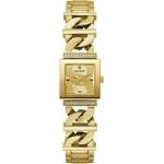 Goldene 3 Bar wasserdichte Wasserdichte Guess Quarz Damenarmbanduhren aus Edelstahl mit Mineralglas-Uhrenglas mit Armband 