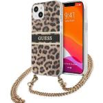 Bunte Animal-Print Guess iPhone 13 Mini Hüllen Leoparden aus Kunststoff mit Band 